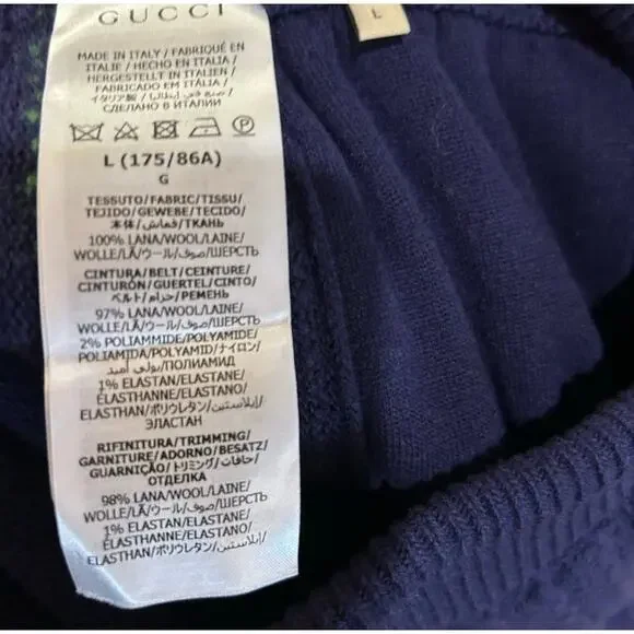 Men's Gucci web stripe 100% wool track pants size large made in Italy - Picture 8 of 10